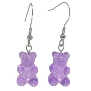 Quirky Lizard Boutique Gummy Bear Earrings Womens OS Purple Translucent Kidcore